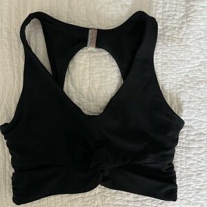 Black Racerback Sports Bra with Keyhole Design